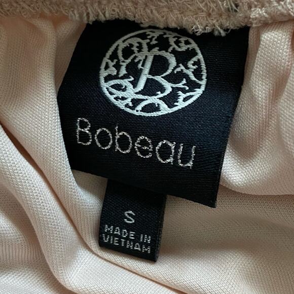 BOBEAU Creamy Pink Mesh Overlay Midi Skirt Size Small Pull On Elastic Waist - Picture 6 of 7